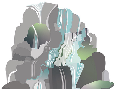 Spot illustration - waterfall illustration natural feature vector illustration waterfall