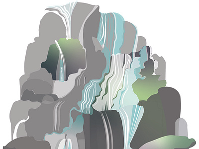 Spot illustration - waterfall illustration natural feature vector illustration waterfall