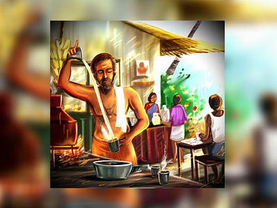 Tea Shop digitalpainting kerala teashop