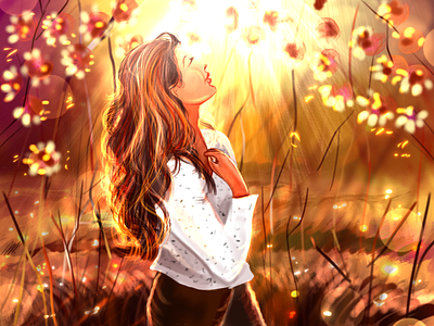 Sunrise digital art illustration procreate sunrise vector