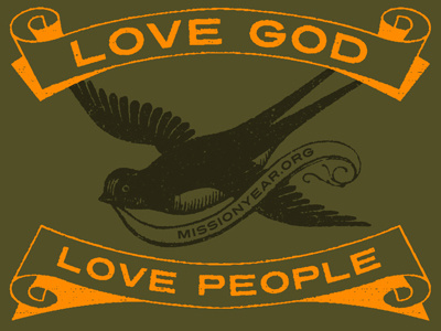 Love Drive T-Shirt banner bird gold green love god love people ribbon sparrow t shirt texture
