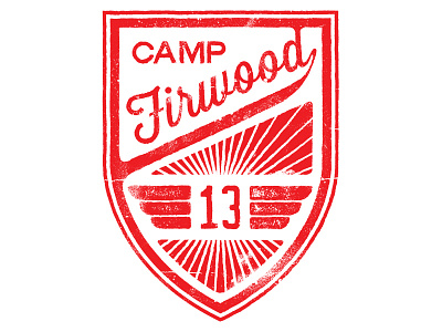 Firwood Crest Raglan apparel camp firwood crest distress raglan rec league red script thirsty script type typography vector white