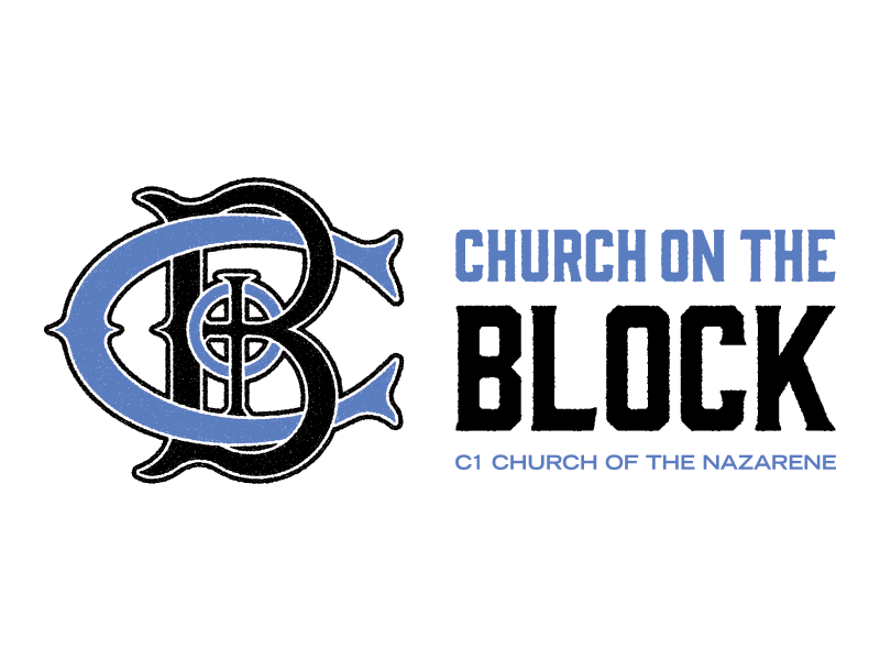 (GIF) Church On The Block Logo Process black blue branding crest cross distress gray logo retro vector vintage white