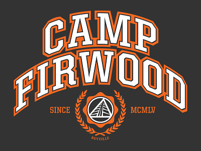 Firwood College apparel arch college design gray illustration leaves logo orange seal vector white