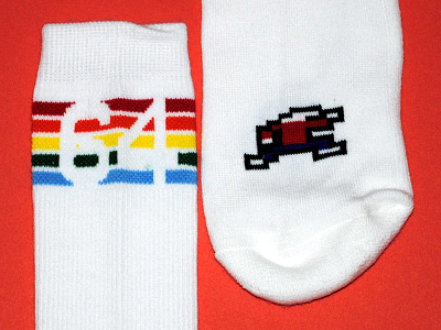 The Commodore 64 Sock apparel commodore 64 pixel rainbow retro socks stripes video games vintage