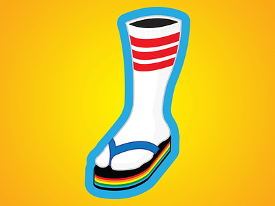 Socks With Sandals clean illustration rainbows sandals socks sticker striped socks stripes summer vector