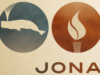Jonah Bulletin blue brown circles flame lines orange shapes texture whale