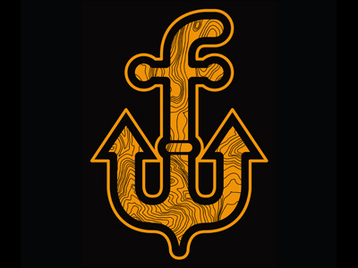 Firwood "FW" Anchor T-shirt anchor apparel black gold t shirt topographical map type typography vector