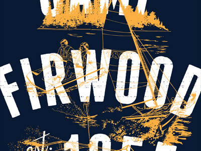 Firwood Watersports T-shirt apparel franchise navy t shirt trees type typography vector water watersports white yellow