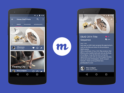 Miveo: Vimeo client for Android android material design ui video vimeo
