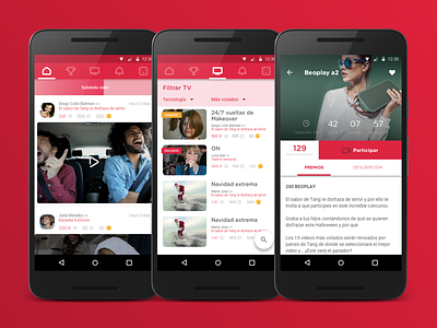 Video Contests App Preview android material design tabs video contests