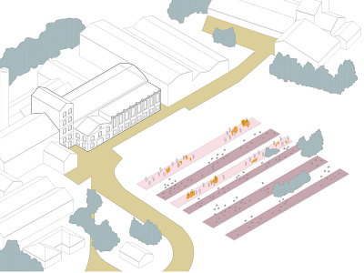 Aerial view of San Isidro Sugar House animation architectural design architectural visualization architecture branding building building illustration colorful cover design design drawing game illustration nature illustration representation web website