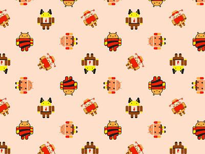 kawaii chrecters repeat pattern