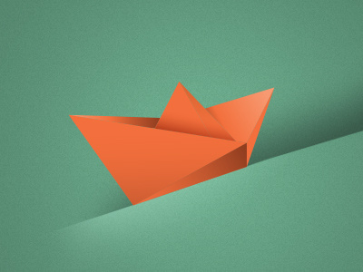 Origami Boat boat brand logo orange origami paper ship