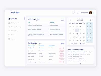 Human Resource Management Dashboard adobexd dashboad enterprise ux hr software hrms human resources ui ux