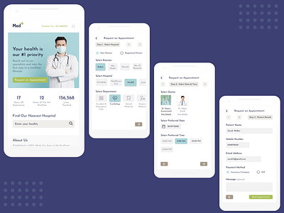 Hospital - Book Appointment adobexd appointment design doctor doctor appointment hospital mobile web app mobile web design ui ux