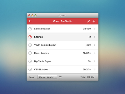 Kronos app design os x ui
