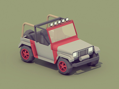 Jurassic Park Jeep [low poly] cinema4d isometric jurassic park low poly vehicle