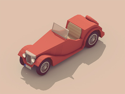 30's Roadster cinema4d low poly sports car vintage