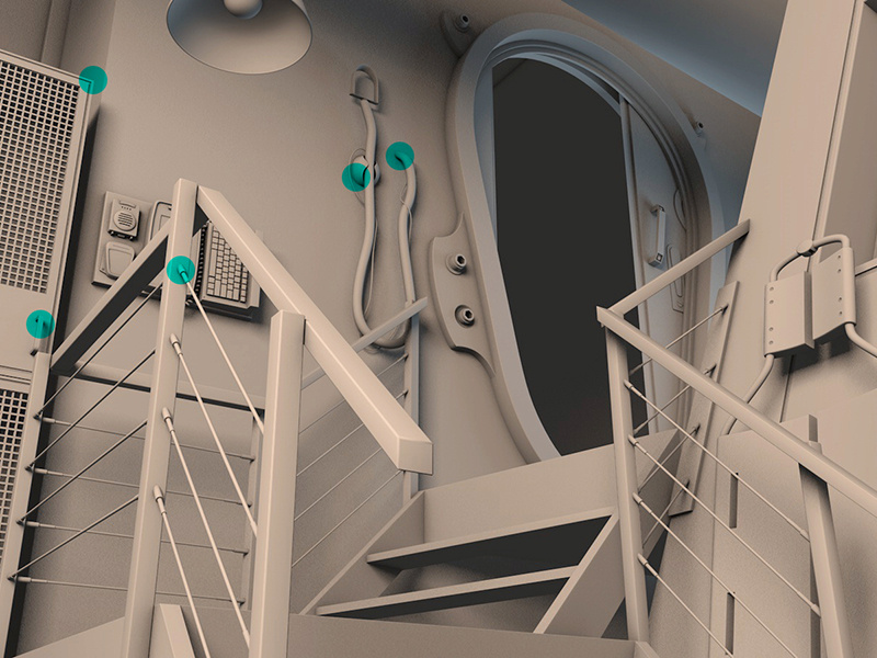View to the Cargo Bay cinema4d render clay firefly 3d