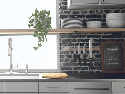 IKEA-inspired Kitchen 3d arch viz cinema 4d interior kitchen modern realism sink