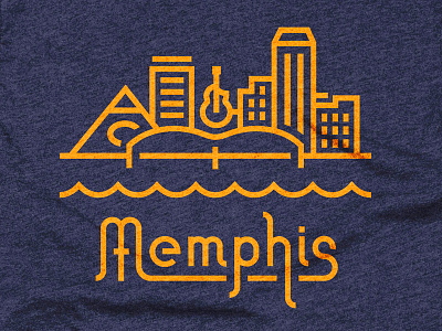 Memphis lettering linear memphis skyline tee