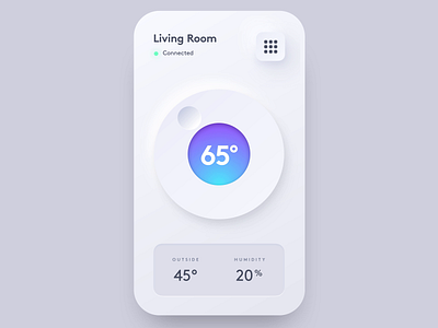 Neumorphic Thermostat animation app device interaction design ixd mobile neumorphic neumorphism phone prototype smart home temperature thermostat ui ui design