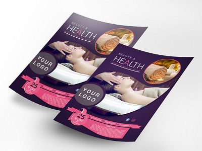 Beauty & Spa Flyers advert advertisement beauty beauty care beauty flyer clinic cosmetic creambath facial flyer gold hair health makeup menicure pedicure purple salon sauna skin