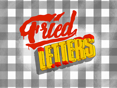 Fried Letters fried ketchup lettering letters plaid red white yellow