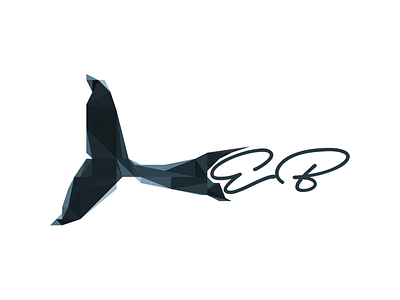 Polygonal Whale Tail blue eb navy script tail triangle whale