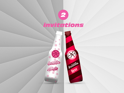 2 dribbble invitations beer bottle cheers dribbble invitation pink red white