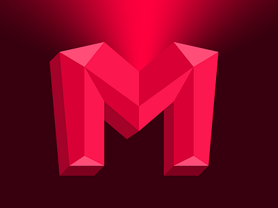 Red M letter logo 3d