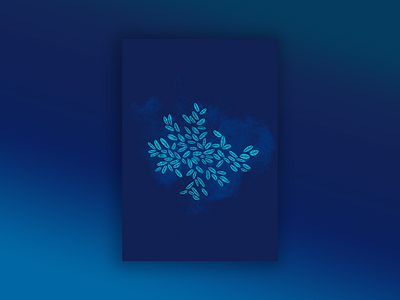 Blue Leaves blue cloud leave navy poster powder