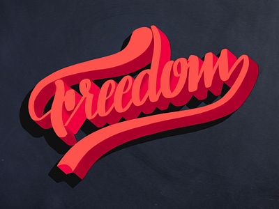 Freedom 3d blackboard freedom red script shadow swoosh tail