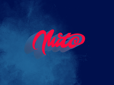 Mito blue lettering mito powder red script