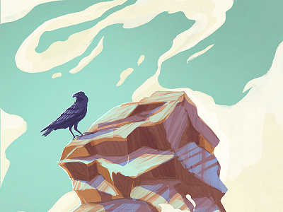 Alpine crow animal crow drawing illustration painting