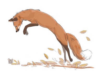 Autumn fox autumn digital drawing fox illustration
