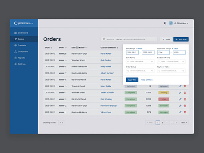 Orders + Filters | CRM