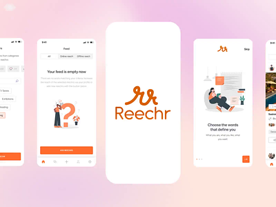 Reechr – Social Network to Connect People Online & Offline animation design illustration minimal mobile app social app social application social network ui uidesign user interface ux uxdesign