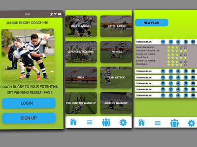 Junior Rugby Coaching App ui ux