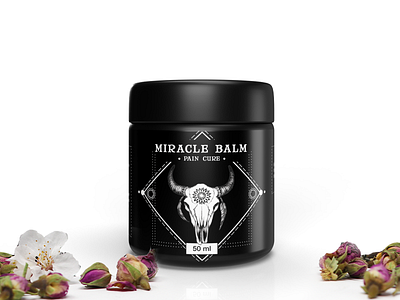 Miracle Balm Pain Cure branding design elegant label design minimal premium product packaging