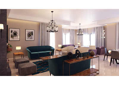 Modern Apartment architecture chair color design interior render sofa stone