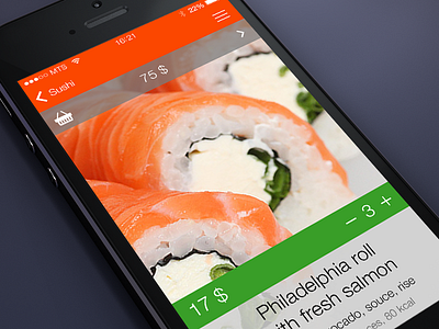 Sushi Delivery iPhone app basket food ios iphone menu philadelphia sushi ui Сушия