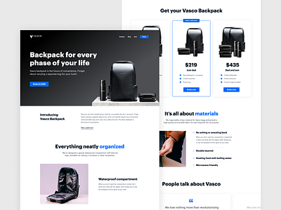 Backpack Website Concept concept design figma flat interface landing page landingpage minimal product page prototype typography ui web web design website website design