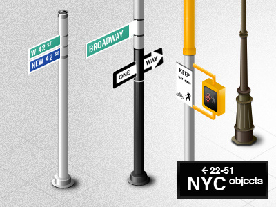 NYC objects 3d broadway isometric new york nyc objects photoshop street