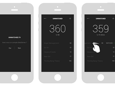 Unwatched.tv iphone app minimal tv app tv serie tv series tv show tv shows