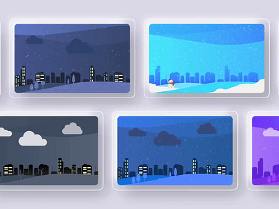 Weather cards animation illustration rainy smart clock snowy thunderstorm user experience weather weather app weather forecast windy