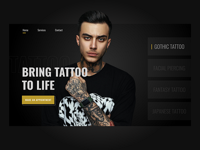 Tattoo Studio landingpage tattoo tattoo art tattoo artist ui uidesign visual design web design