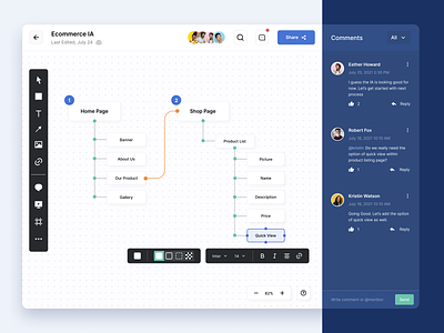 Whiteboard Platform blue clean ui collaboration comments design digital editor ia minimal platform product teams ui userflows ux visual design website whiteboard