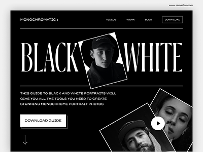 Portrait Photography | Black & White | Hero Section black clean ui design designtrend download herosection minimal oversized photography portrait typography ui visual design website white